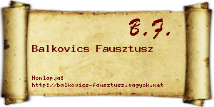 Balkovics Fausztusz névjegykártya